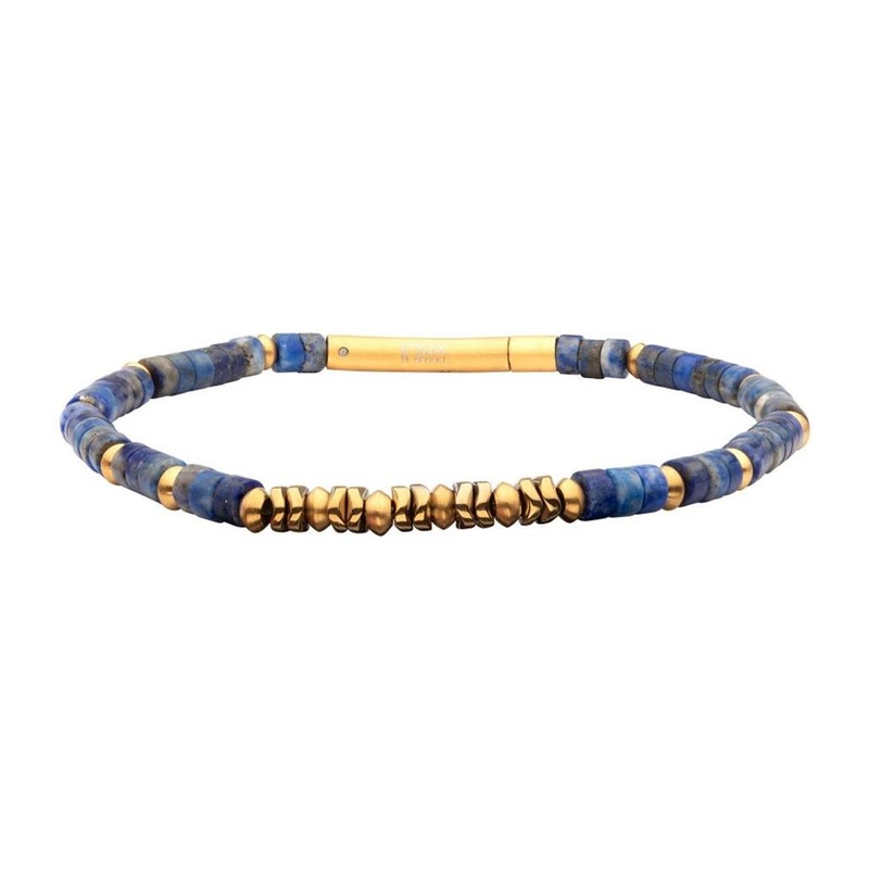 ‘Sky Weaver’ Hematite And Lapis Lazuli Heishi Bead Bracelet