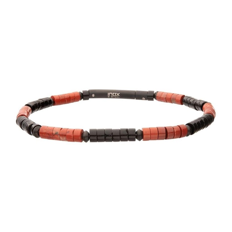 ‘Inferno’ Red Jasper And Onyx Heishi Bead Bracelet