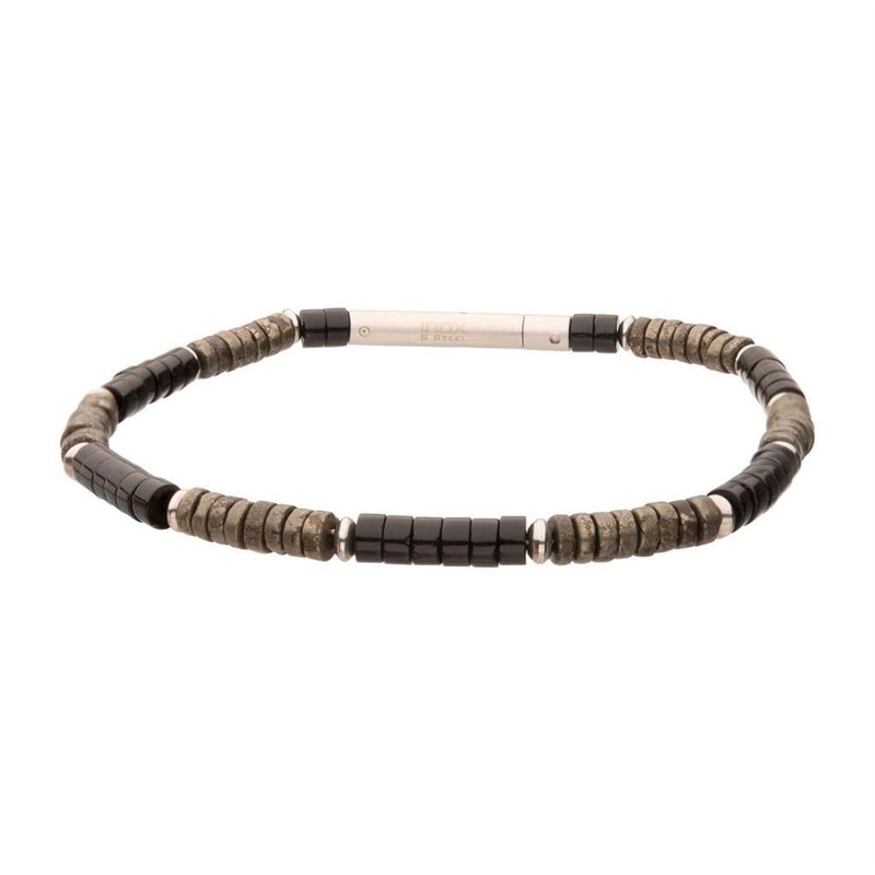 ‘Shadow Wolf’ Onyx And Pyrite Heishi Beaded Bracelet