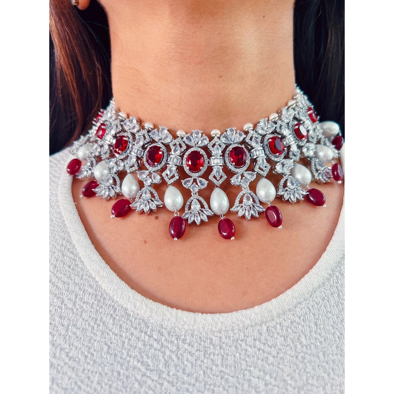 Vanessa Ruby Set (Earrings & Necklace)